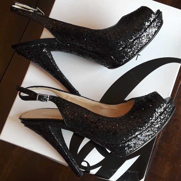 New in Box Nine West Black Glameron Open Toe Heels - Picture 8 of 8